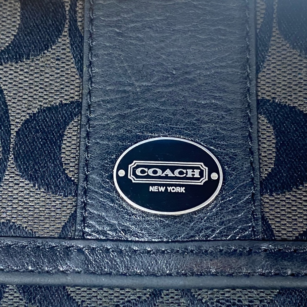 Coach Black and Brown Legacy Signature Checkbook Wallet - Picture 2 of 13